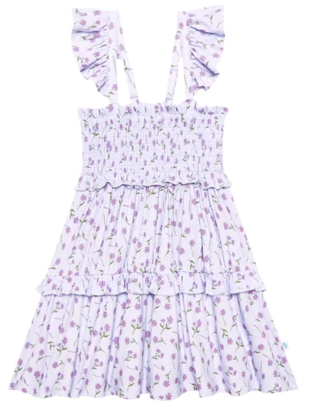 Posh Peanut Lavender Floral Smocked Flutter Dress